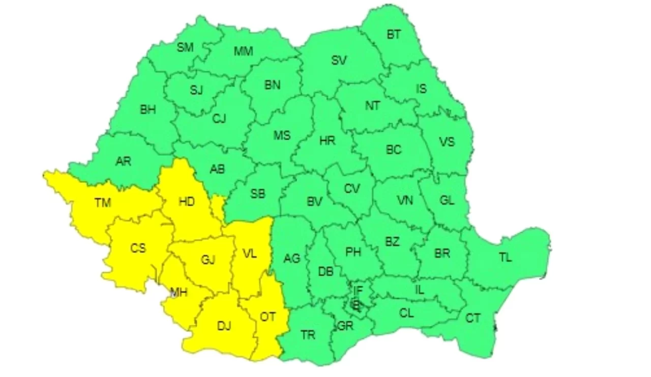 Avertizări meteo de ploi torențiale, vânt, vijelii și caniculă